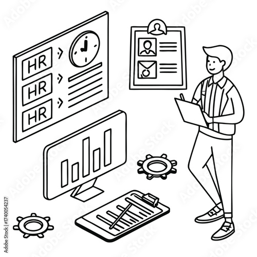 Human resources illustration business tools