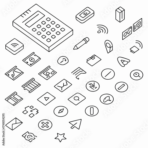 Isometric technology icons collection