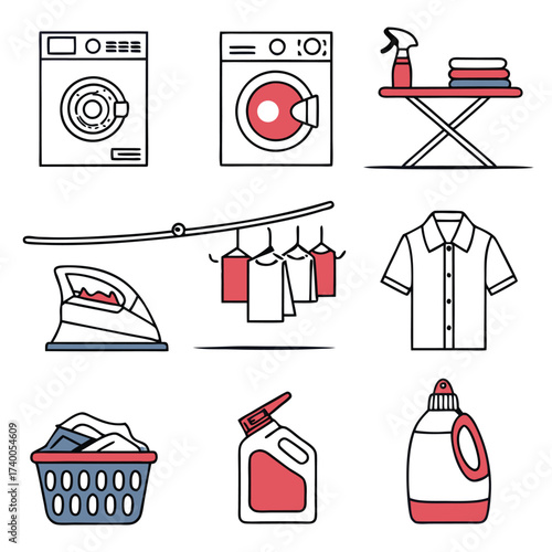 Laundry icons set