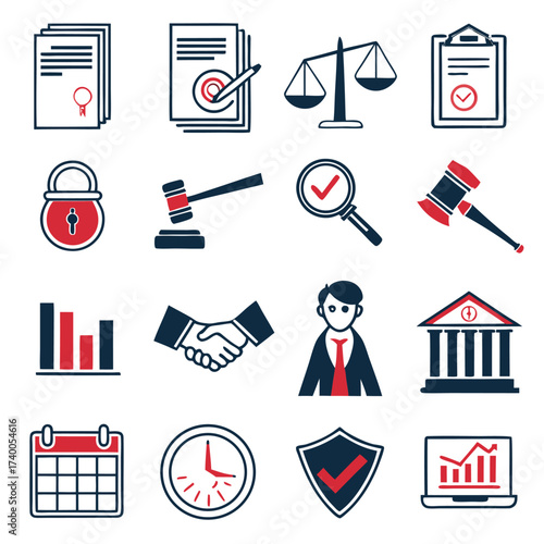 Legal and business icons set