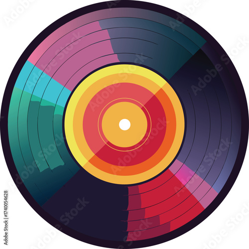 Colorful abstract vinyl record with concentric icon isolated on white transparent background vector eps png jpg business people clipping path cutout 2025 2026 4k full hd poster banner label download