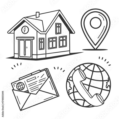 Line art icons for business and communication