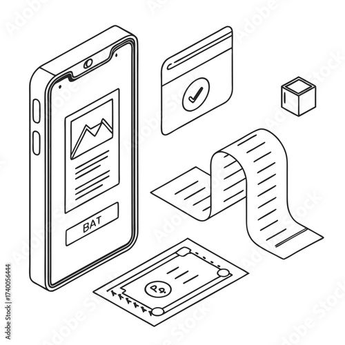 Isometric digital documents on smartphone