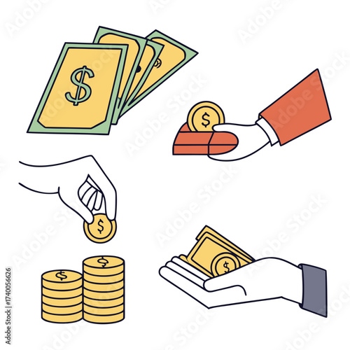 Money handling illustration