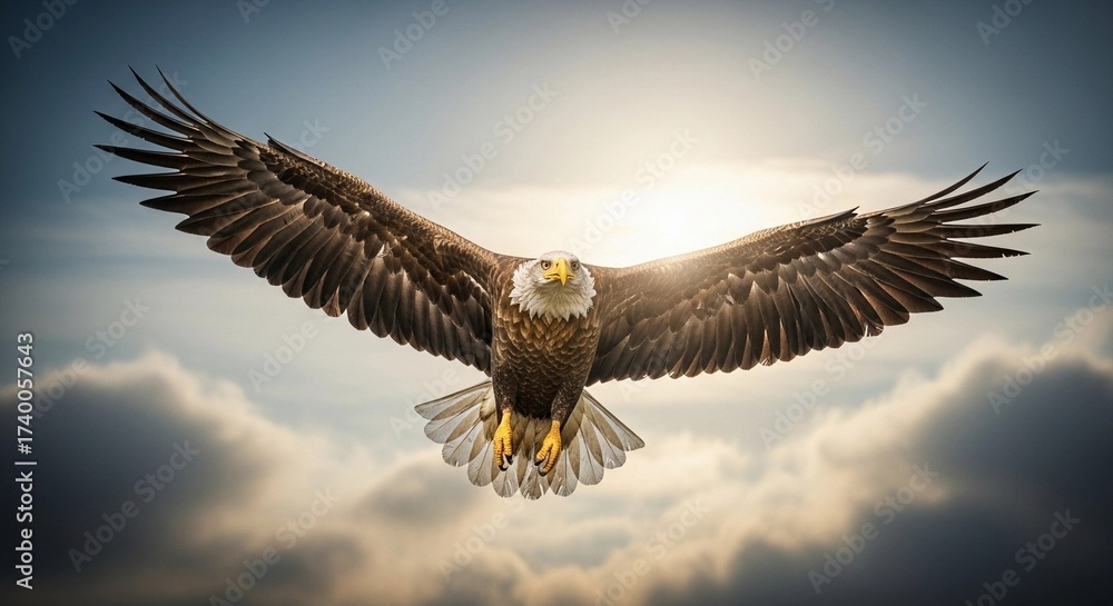Fototapeta premium An eagle flying in the sky like a hungry Eagle