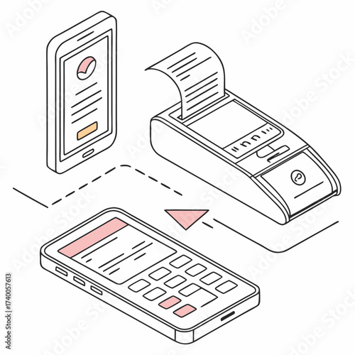 Mobile payment system isometric graphic