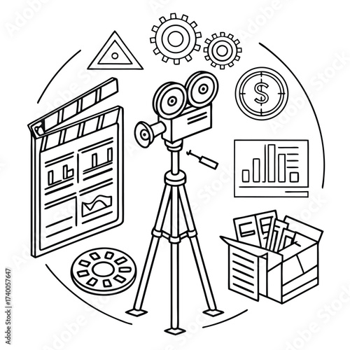 Movie production business illustration