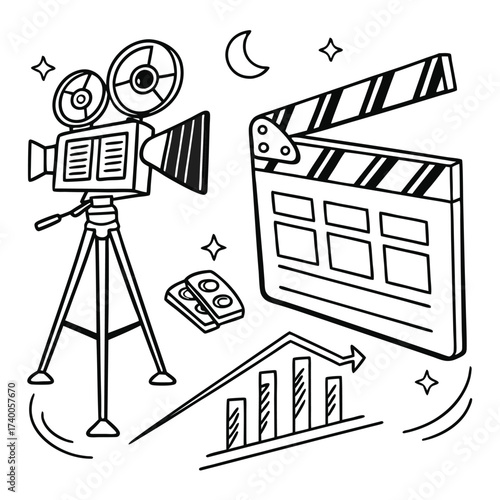 Movie production business graphic illustration