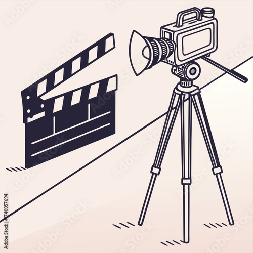 Movie production camera clapperboard illustration