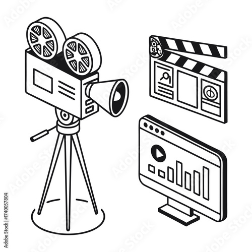 Movie production equipment illustration