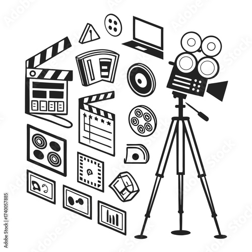 Movie production equipment illustrations