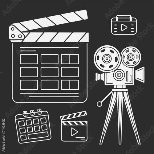 Movie production icons illustration