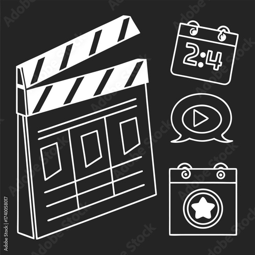 Movie production icons flat design