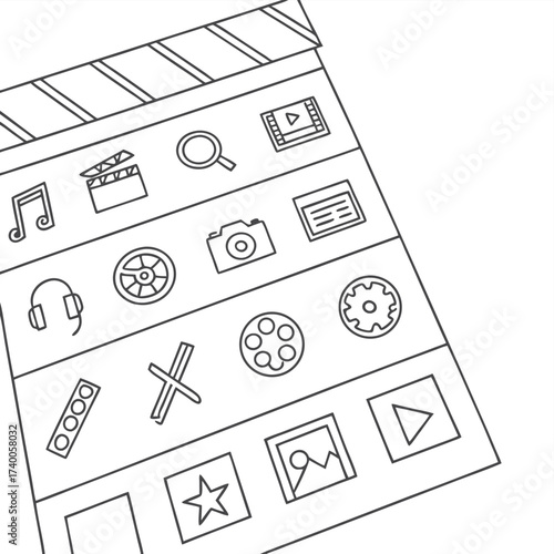 Movie production icons graphic design
