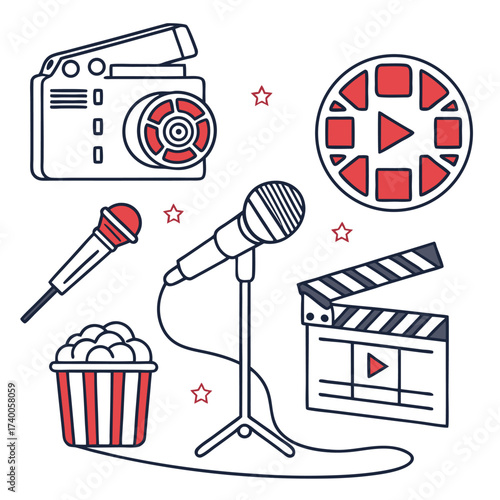 Movie production icons set