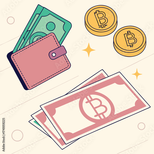 Modern cryptocurrency wallet illustration