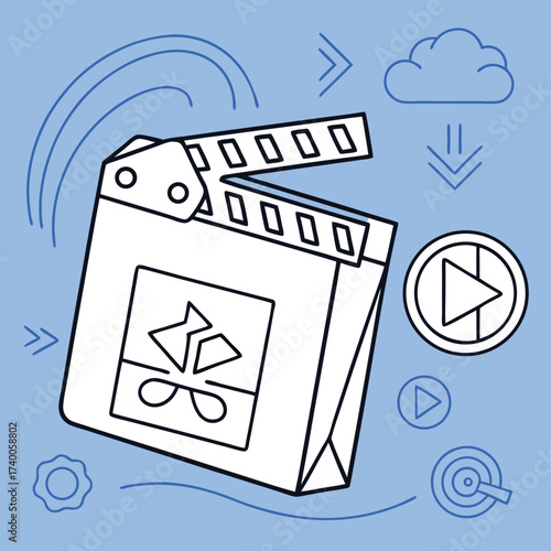 Modern movie clapperboard illustration