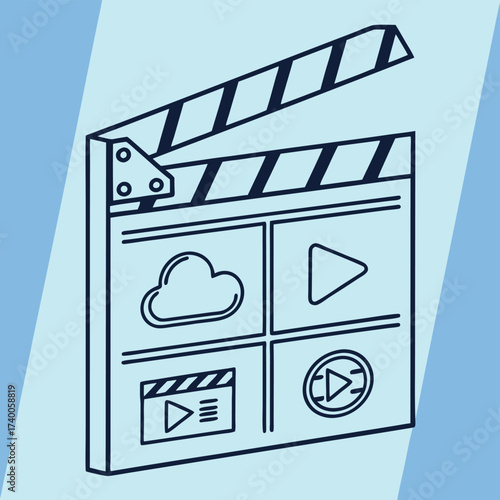 Modern movie clapperboard graphic illustration