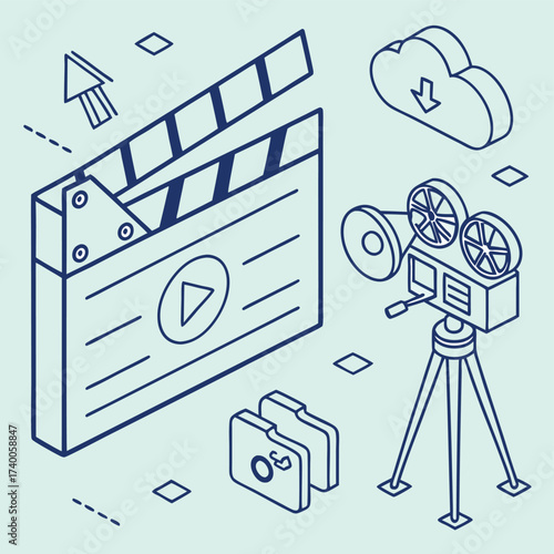Modern movie production illustration