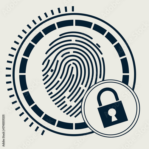 Fingerprint scan with padlock for security, data protection and access control