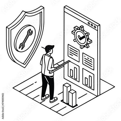 Person interacting with secured data visualization