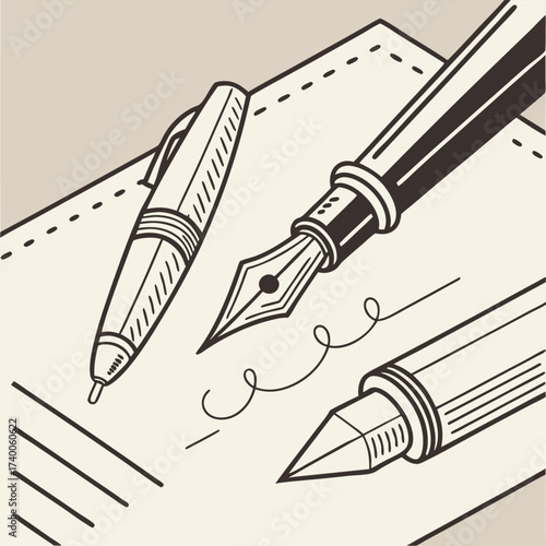 Pens on paper illustration