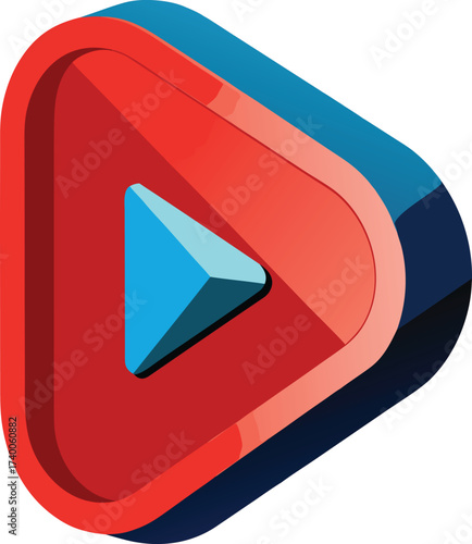 3d red and blue play button icon with shadow icon isolated on white transparent background vector eps png jpg business people clipping path cutout 2025 2026 4k full hd poster banner label download