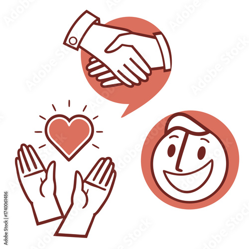 Positive interaction graphics flat design