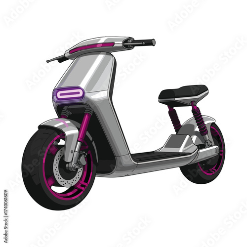 Electric Scooter With Purple Accents Illustration