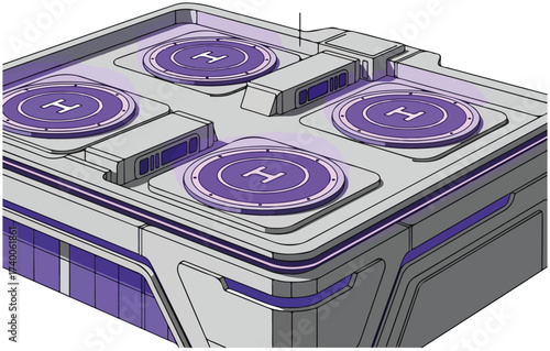 Futuristic Helipad Vector Illustration Graphic Design