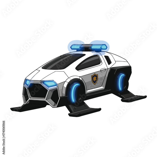 Futuristic Police Car Vector Illustration