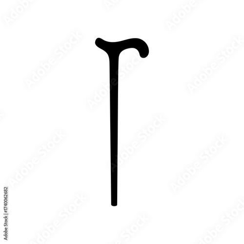 Wooden walking stick silhouette vector flat illustration design.