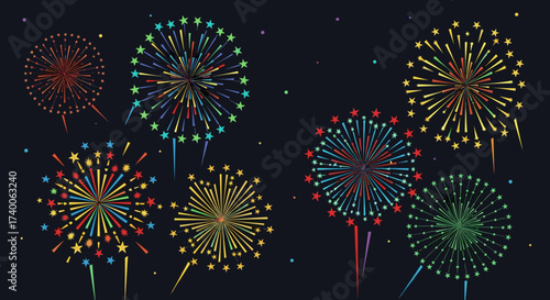 Vibrant Fireworks Display Illuminating the Night Sky