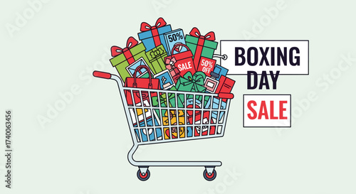 Exciting Boxing Day Sale Event With Full Shopping Cart