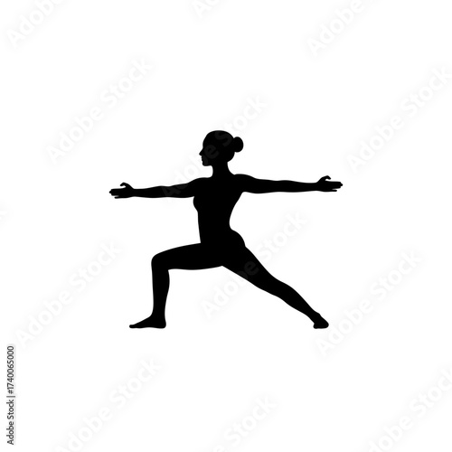 Find inner peace with this yoga warrior pose silhouette, ideal for promoting wellness, fitness, and a balanced lifestyle in your next mindful campaign