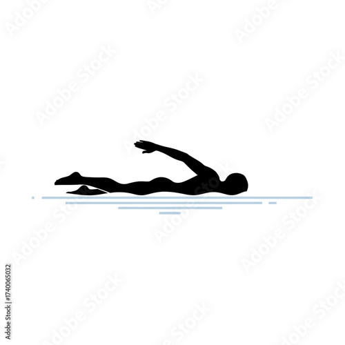 Dynamic silhouette of a swimmer gliding through water, embodying fitness, athleticism, and healthy lifestyle choices, perfect for sports and wellness brands