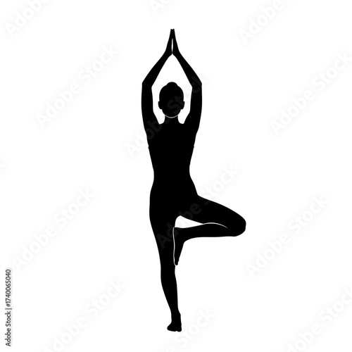Find inner peace with this elegant tree pose silhouette, perfect for wellness brands and yoga studios seeking a modern and minimalist design element