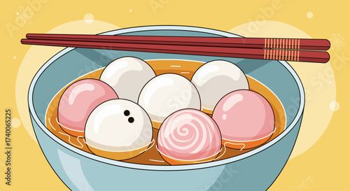 Delicious Sweet Dessert Balls in Warm Broth