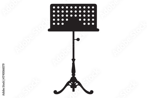 Music stand. Vector Black silhouettes. with white background