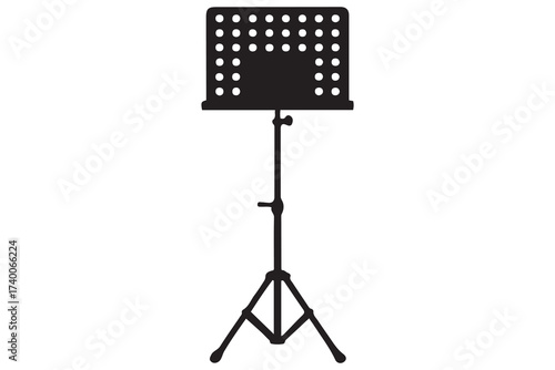 Music stand. Vector Black silhouettes. with white background