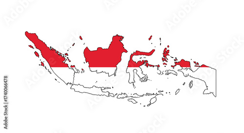 Map Outline of Indonesia Flag Colors Geography Travel Destination