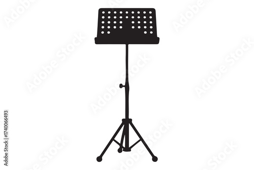 Music stand. Vector Black silhouettes. with white background