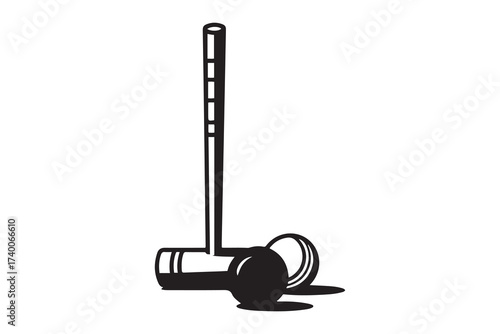 Croquet Equipment. Vector Black silhouettes. with white background