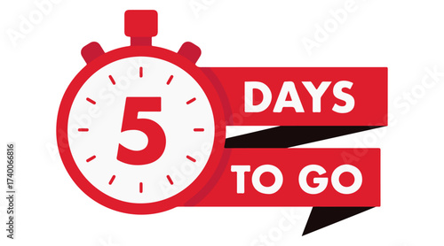 5 Days to Go Countdown Icon – Symbol of Event Launch, Deadline, and Time-Sensitive Promotion