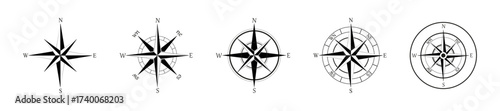 Sea compass vector flat collection