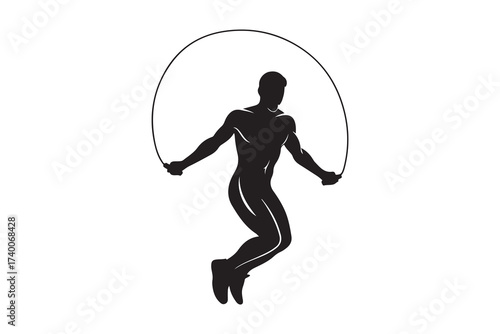 Skipping rope silhouette. Vector Black silhouettes. with white background