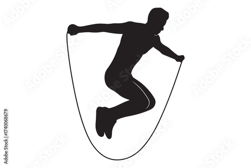 Skipping rope silhouette. Vector Black silhouettes. with white background