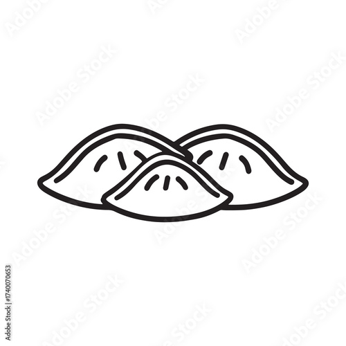 Dumpling Line Art Vector Icon