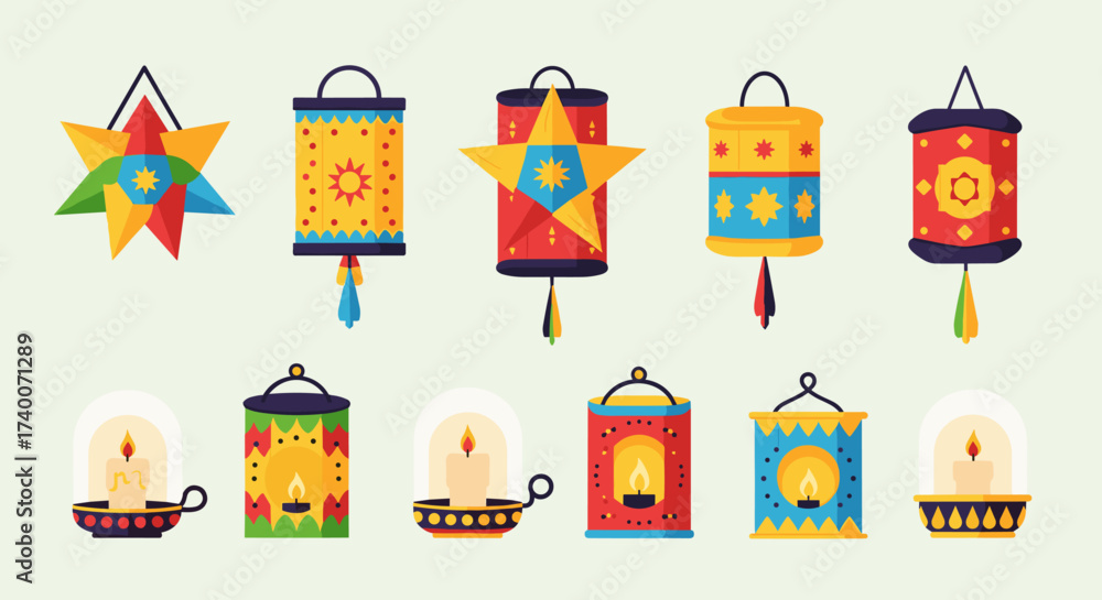 Naklejka premium Decorative Lanterns and Ornaments for Festivals and Celebrations