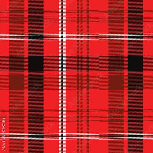 Black and Red Tartan Plaid Seamless Flannel Pattern Background